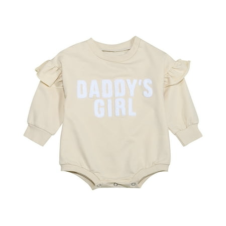

Ydojg Baby Toddler Bodysuits Girl Clothes Long Sleeve Romper Crewneck Letter Embroidery Sweatshirt Oversized Ruffle Onesie Bodysuit Fall Clothes For 12-18 Months