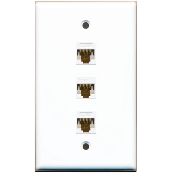 RiteAV - 3 Port Cat6 Female-Female Wall Plate - White