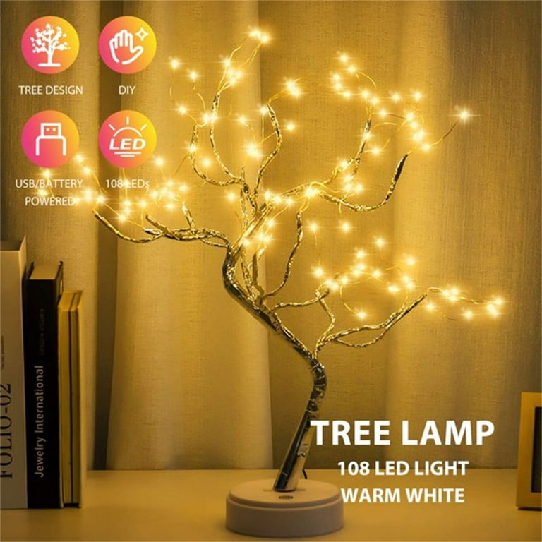 2pcs LED Bonsai Tree Light - 20'' Artificial Fairy Light Tabletop Tree Lamp  with 108 LED Lights - USB/Battery Operated Touch Switch - Christmas Party