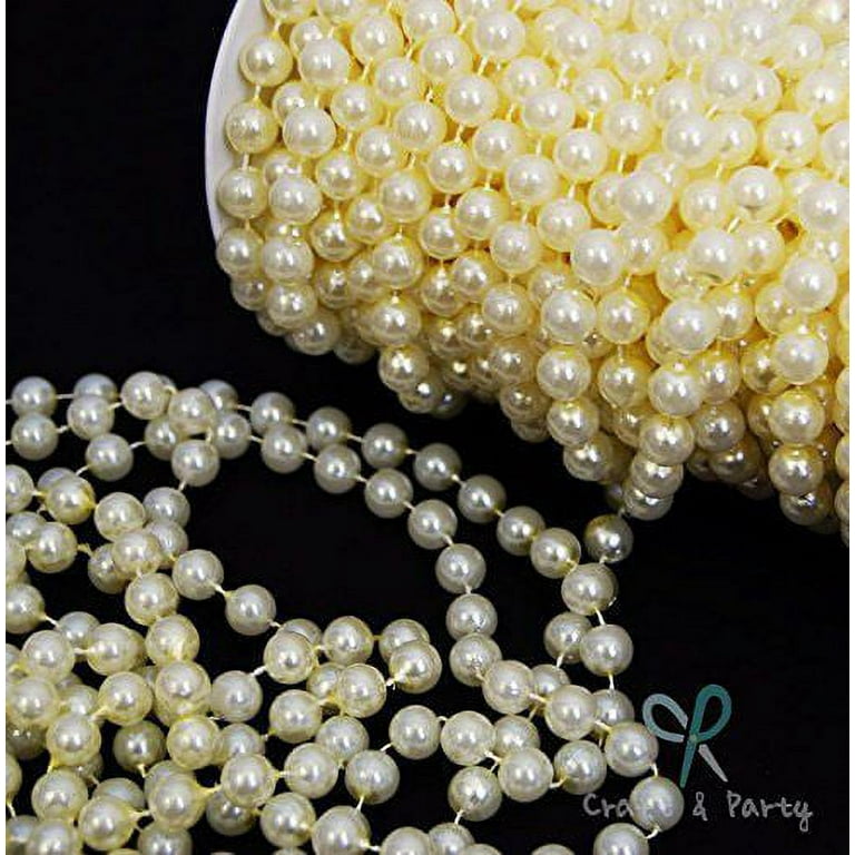 Pearl String Beads Garland Roll 8mm x 21 yds - Ivory