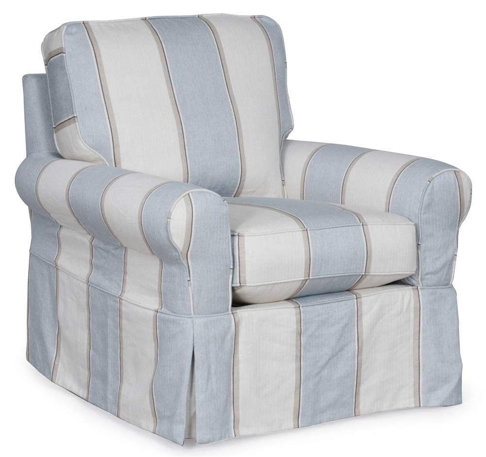 Slipcovered Swivel Chair in Beach House Blue - Walmart.com ...