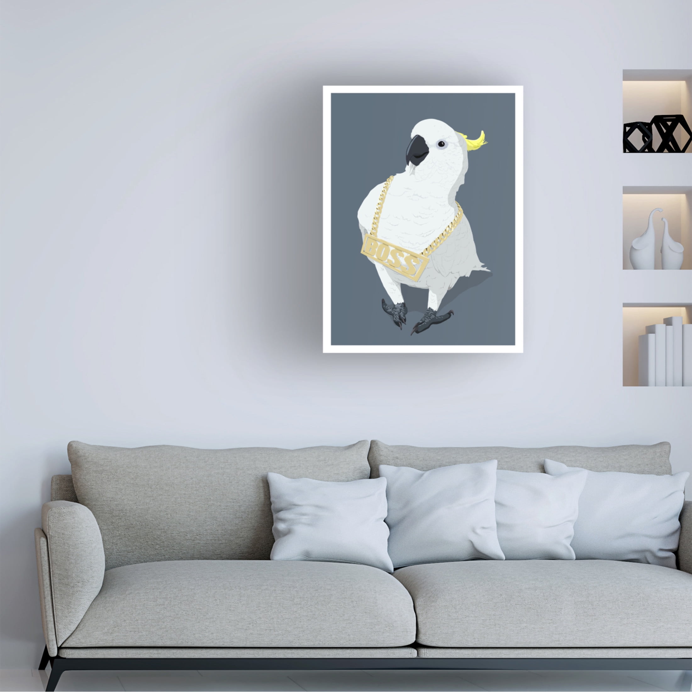 Canvas Wall Art - Bykammille  'Swag Parrot' Wall Art for Living Room, Bedroom, or Office Décor by Trademark Fine Art - 24 x 32 Inches