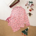thumbnail image 6 of Cute Fall Pajamas For Women Set Fashion Loose Casual Funny Xmas Graphic Collar Long Sleeve Button Up Christmas Loungewear Soft Two Piece Holiday Sleepwear Pant With Pockets, 6 of 9