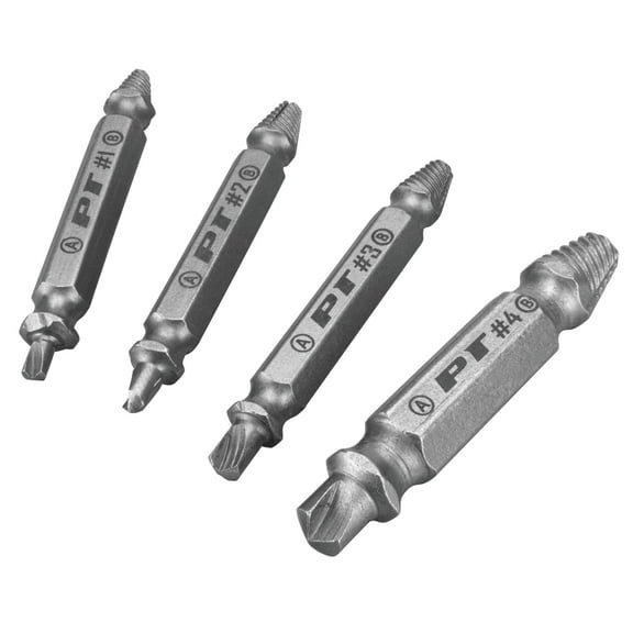 Performance Tool W491 X-Trax Screw Remover Set (4 Pieces) - Removes Stripped or Broken Screws, Dual Tips, Hardened Alloy