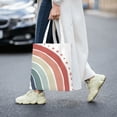 thumbnail image 6 of YFYANG Reusable Cotton Canvas Tote Shopping Bag, Retro Rainbow Pattern Washable Portable Grocery Bag for Daily Travel, 6 of 8