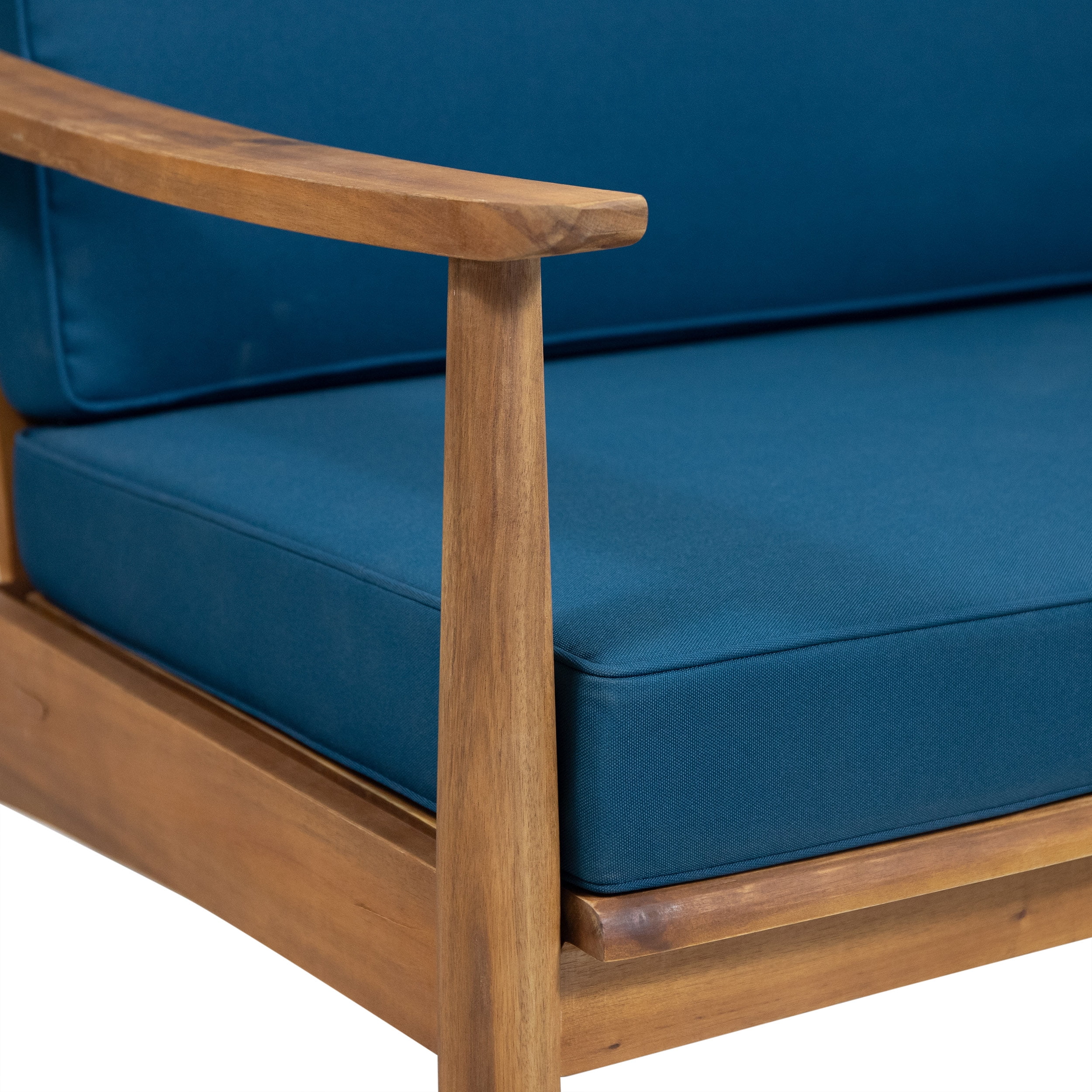 Greta Acacia Wood Outdoor Club Chair, Teak and Dark Teal