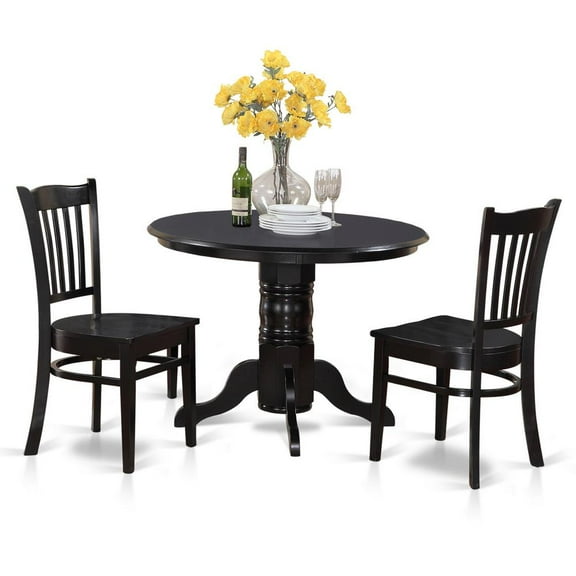 East West Furniture Shelton 3-piece Wood Table and Dining Chair Set in Black