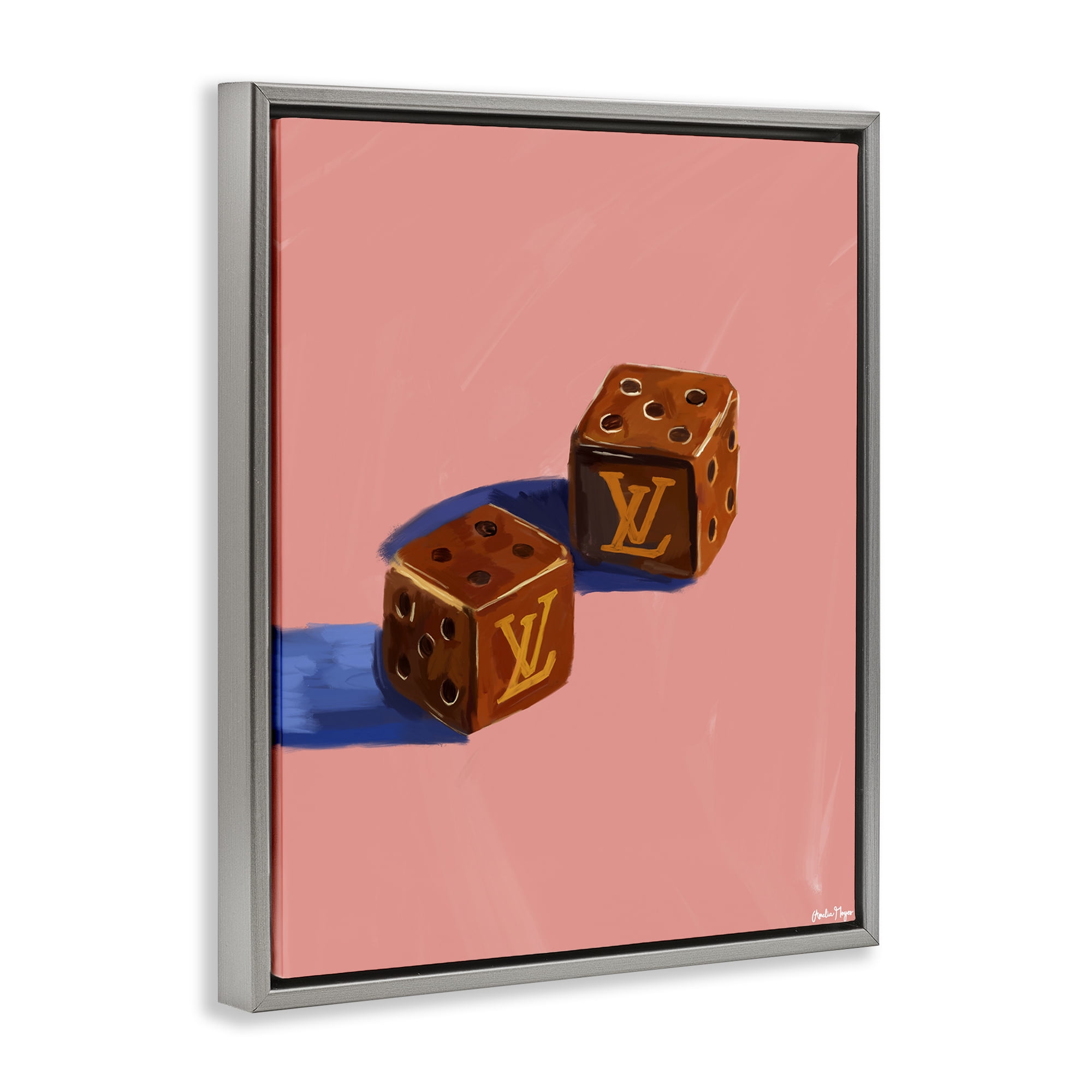 Stupell Industries Fashion Brand Dice Gray Framed Floater Canvas Wall Art, design by Amelia Noyes