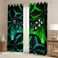 thumbnail image 2 of Manfei Green Cyan Gamepad Blackout Curtains Set of 2 (52x84 Each),Modern Gamer Window Curtains,Kids Video Game Curtains and Drapes,Ultra Soft Home Decor, 2 of 6