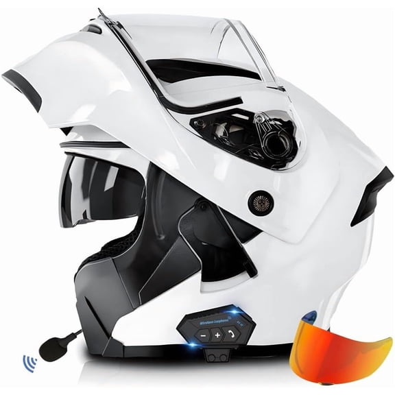Bluetooth Modular Motorcycle Helmet for Adults - DOT Approved Full Face Flip Up Anti-Fog with Built-in Dual Speaker Microphone for Men and Women