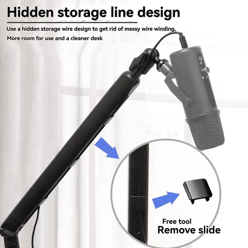 Microphone Bracket, Adjustable 360 ° Suspension Arm, Adjustable Rod Microphone Bracket, with Desktop Mounting Clip,B
