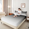 thumbnail image 4 of jejeloiu Ombre Effects Queen Sheet Sets,Gradient Pattern Theme Flat Sheet,White Gray Queen Fitted Sheet For Adults,Microfiber Bedroom Decor,4-Piece, 4 of 7