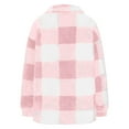 thumbnail image 5 of felwors Women's Brushed Jacket Plaid Button Teddy Winter Jacket Lapel Oversized Warm Fleece Jacket With Pockets Pink, M, 5 of 5