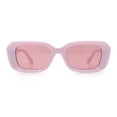 thumbnail image 3 of Womens Beveled Thick Plastic Narrow Rectangle Mod Fashion Sunglasses All Pink, 3 of 8