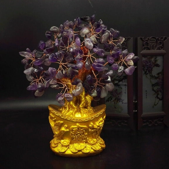 Natural Amethyst Crystal Money Tree Crystal Quartz Feng Shui Wealth Tree