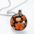 thumbnail image 2 of Maple Ieaf Pumpkin Stunning Glass Circular Pendant Necklace - Fashionable and Elegant Necklaces for Women, 2 of 5