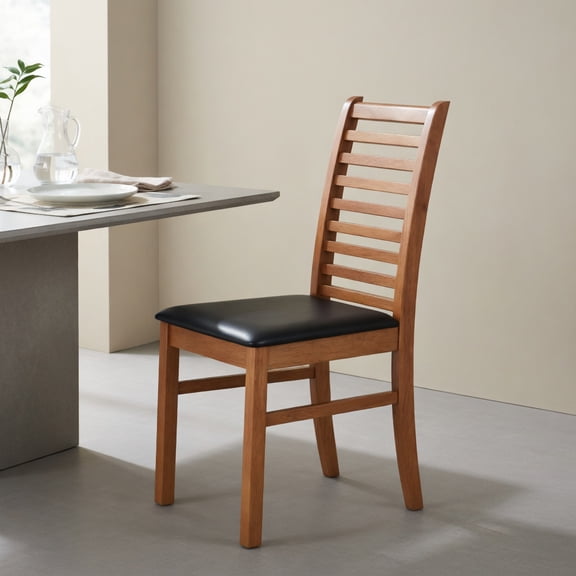 Barara King Set of 2 Wooden Dining Chairs with Rubber Wood Legs, Padded Seat for Kitchen, Dining Room, Living Room Accent Furniture, Brown