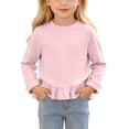 thumbnail image 2 of Yeaiivve Baby Toddler Girls Cute Tops Long Sleeve Ruffle Hem Blouse for Kids Cotton Blend Soft Crewneck Basic Tees Little Girl Solid Color Casual T-Shirts Fall Clothes Pink 5 Years, 2 of 8