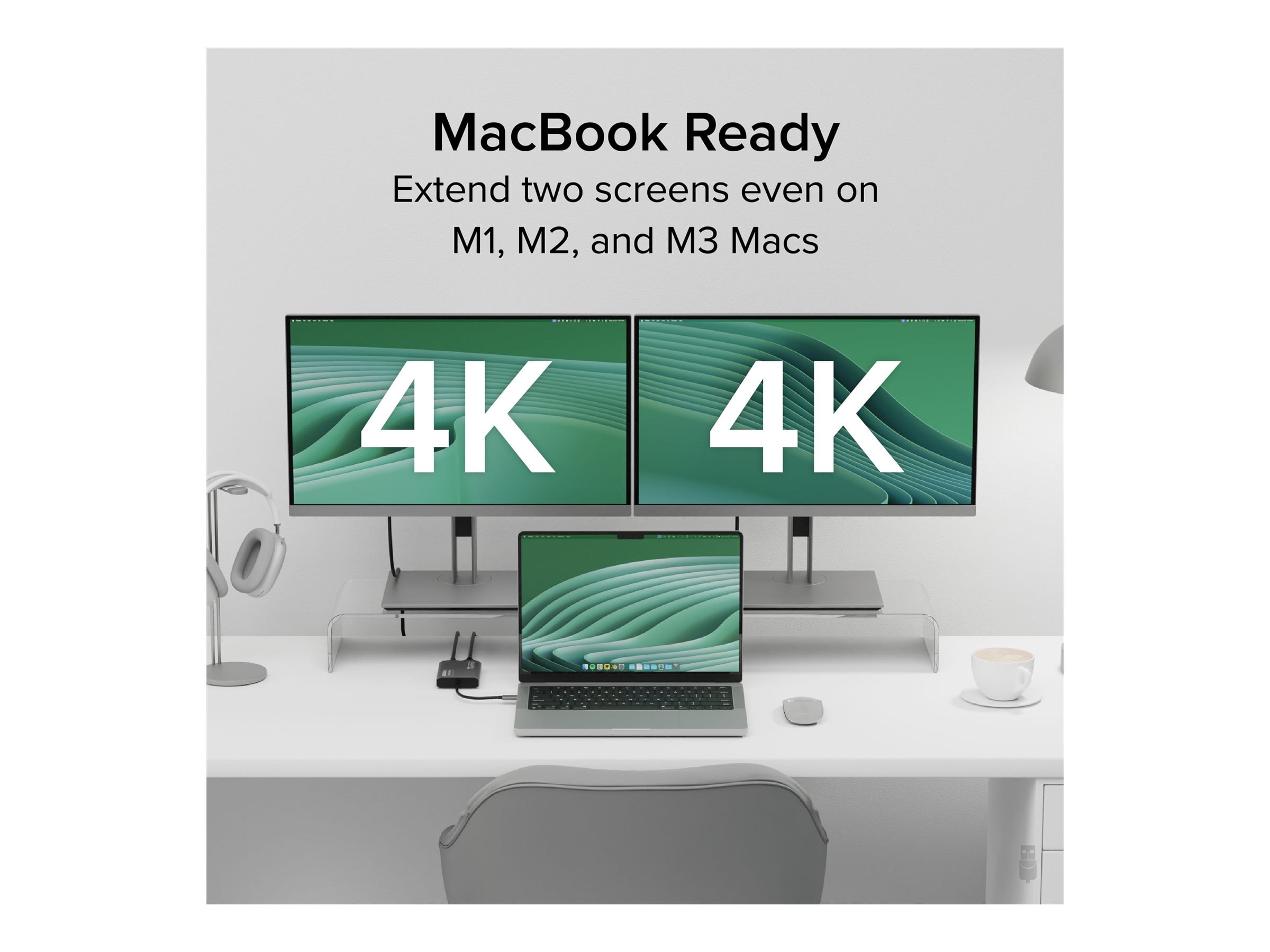 Plugable USB C to HDMI Adapter, Dual Monitor 4K 60Hz for Apple Mac M1/M2/M3, DisplayLink Multiple Displays for Thunderbolt Macbook or iMac, Driver Required (USBC-6950M)