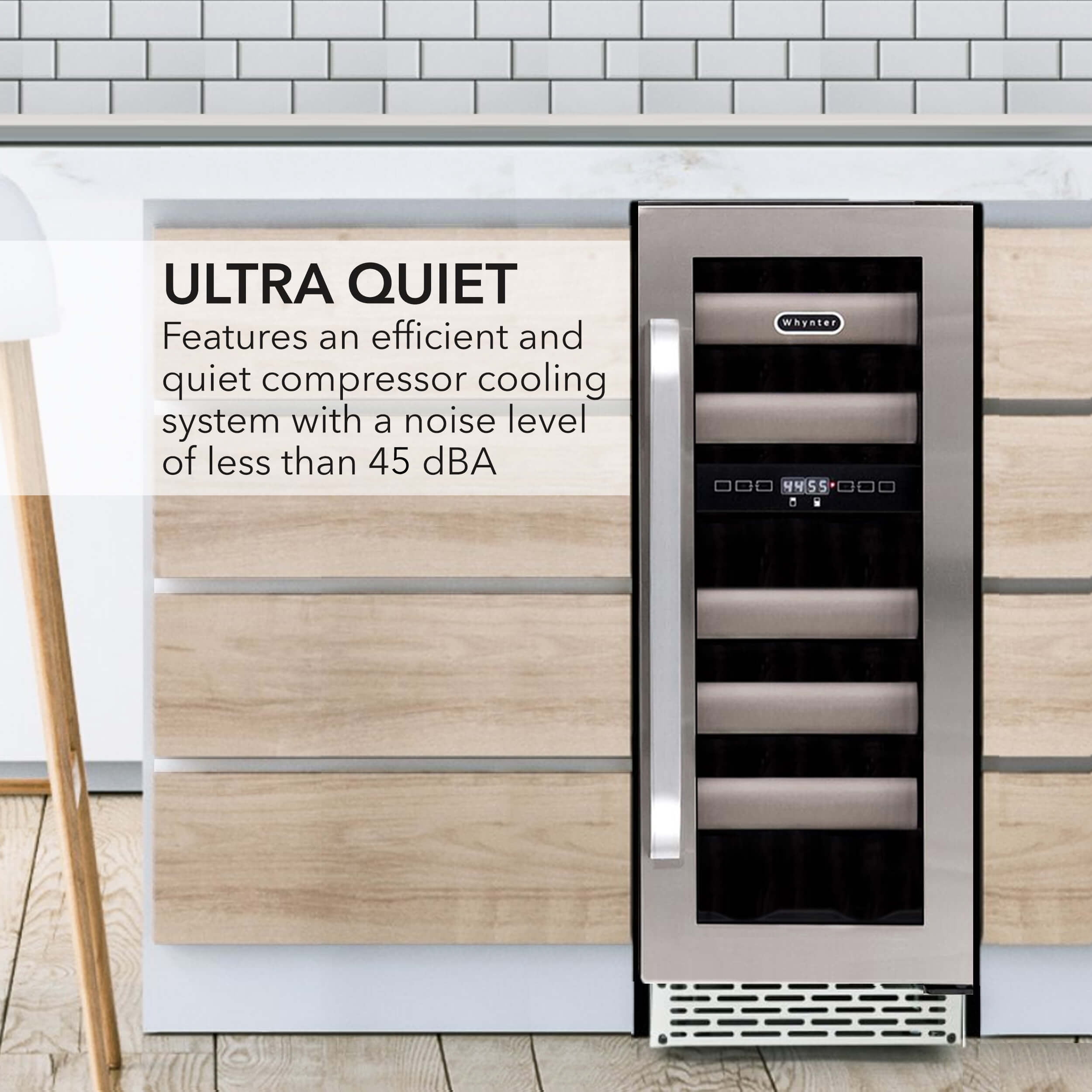 Whynter BWR-171DS Elite 12" 17 Bottle Seamless Stainless Steel Door Dual Zone Built-in Wine Refrigerator