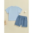 thumbnail image 6 of Jaweiwi Toddler Boys Summer Outfits 6 12 18 24Months 2T 3T Letter Print Short Sleeve T-Shirts Tops Elastic Waist Shorts 2Pcs Clothes Set, 6 of 9