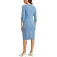 thumbnail image 3 of Vestido Vintage para Mujer INSPIRE CHIC de Manga 3/4, Vestidos Sheath para el Trabajo, L Gris Azul, 3 of 6