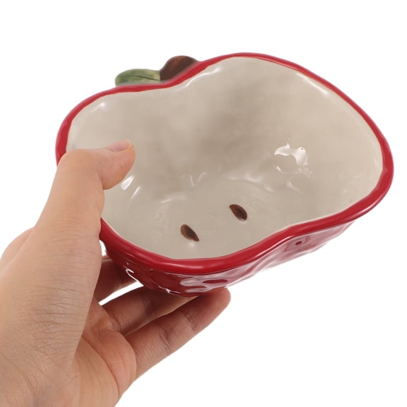 LOLIPPYY 2Pcs Shaped Deep Ceramic Soup Bowls Red for Home Serving Fruit and Condiments