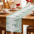 thumbnail image 5 of Green Eucalyptus Leaves Table Runner - 70 Inch Long Daisy Summer Botanical Wooden Cotton and Linen Blended Dress Scarves Farmhouse Table Runner for Kitchen Dining, Coffee Table, 13" x 70", 5 of 8