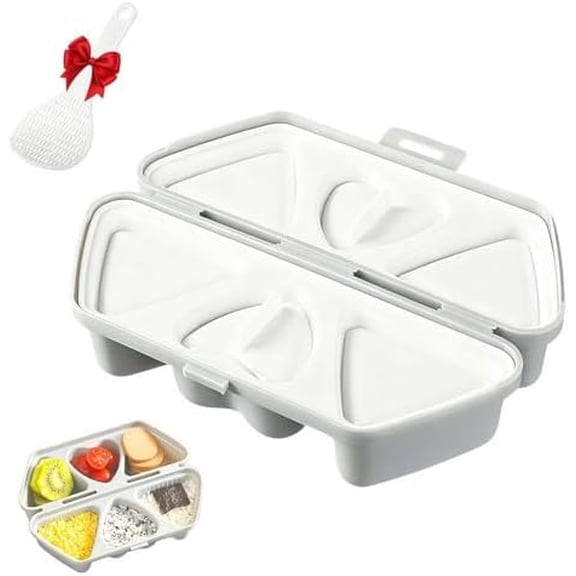 Foldable 6-in-1 Onigiri Mold Triangle Rice Ball Maker for Sushi Musubi Picnic Storage Gray