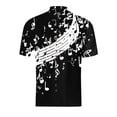 thumbnail image 2 of Camisas Para Hombre Camisa de manga corta con solapa y hebilla de bolsillo con impresión digital 3D para hombre (Black, M), 2 of 4