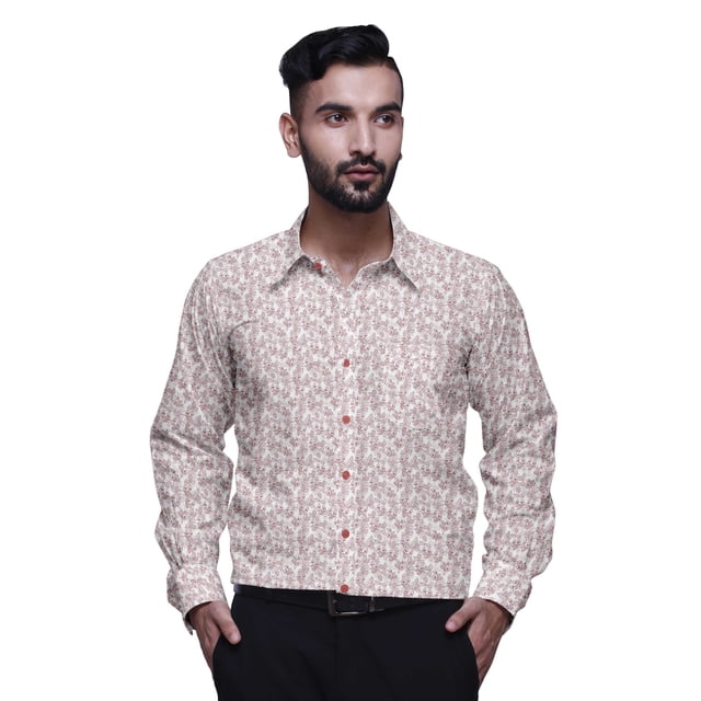 BESTMAN Long Sleeve Formal Shirt For Men Printed Button Down Cotton Men Shirts