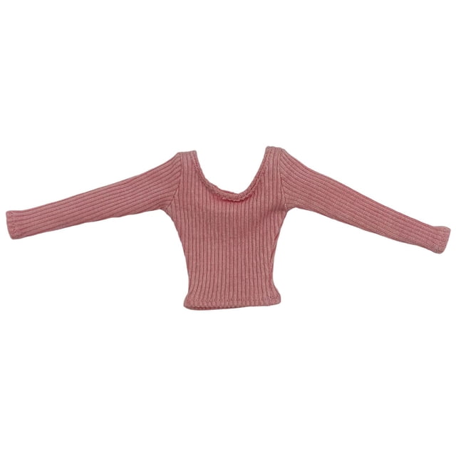 Camisa de manga larga a escala 1/6 para vestir, accesorios casuales, camisa básica retro, mini camisa casual. Rosa
