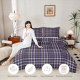 thumbnail image 3 of Manfei Geometric Check King Size Comforter Sets,Classic Plaid Comforters King Size,Purple Yellow White,Black Reversible,3-Piece,1 Comforter and 2 Pillowcases,3-Piece,1 Comforter and 2 Pillowcases, 3 of 7