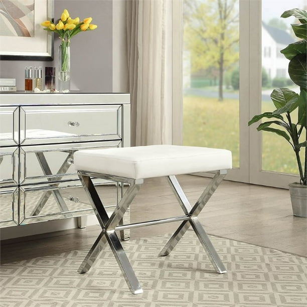 Minimalist White Bathroom Bench for Small Space