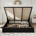 thumbnail image 4 of Sifurni King Size Velvet Lift up Hydraulic Storage Platform Bed Frame with Panel Upholstered Wingback Headboard, Black, 4 of 13