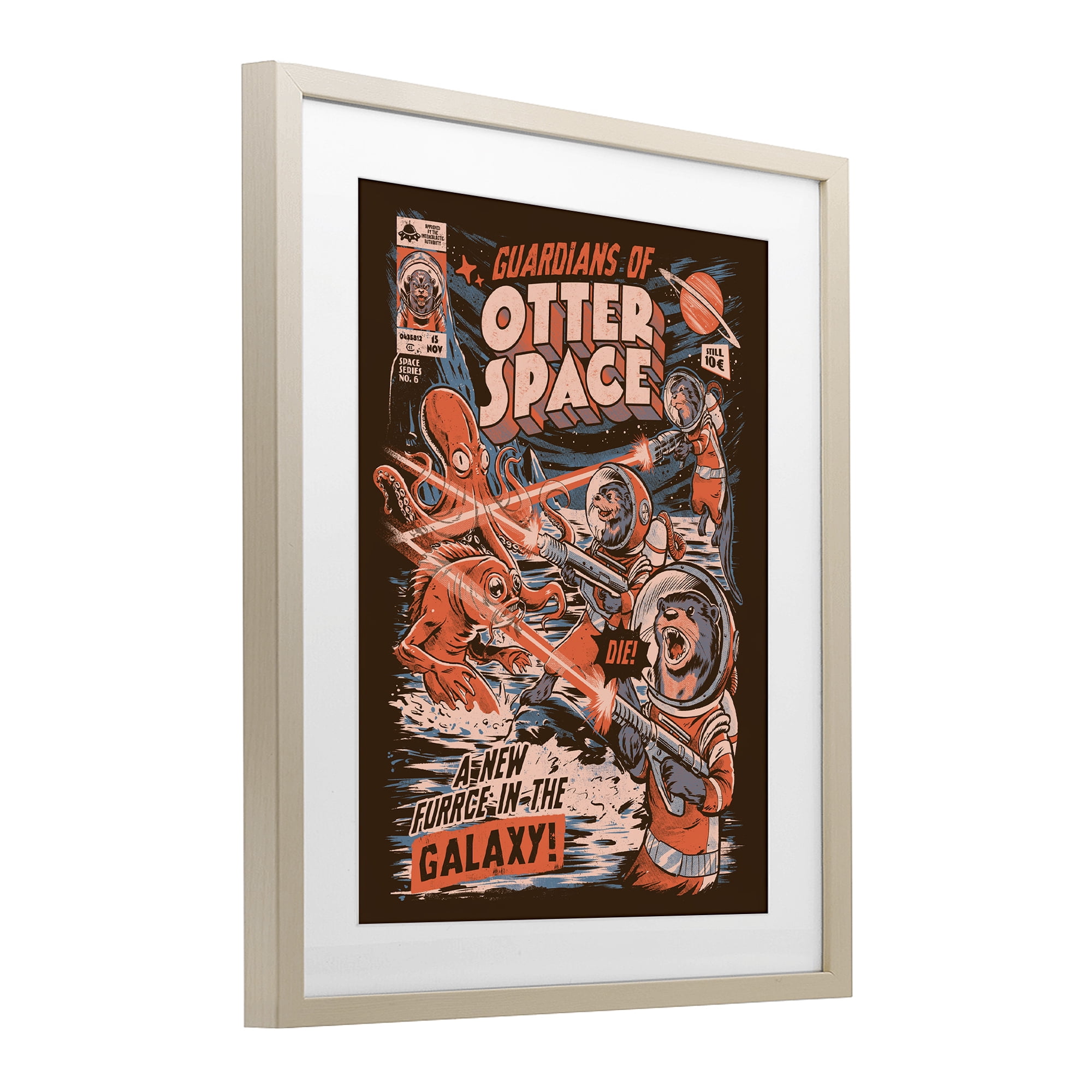 Stupell Industries Guardians Of Otter Space Retro Birch Framed Print Under Glass, design by EduEly Designs