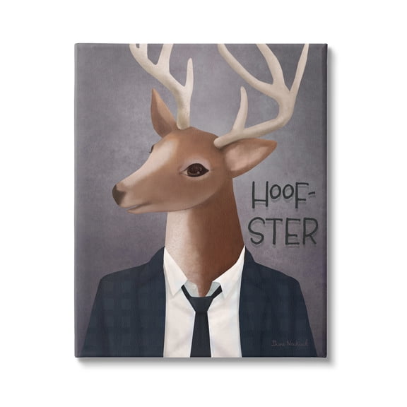 Stupell Industries Hoof-Ster Witty Deer Stag Wearing Suit Necktie Graphic Art Gallery Wrapped Canvas Print Wall Art, Design by Diane Neukirch