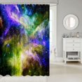 thumbnail image 2 of Manfei Celestial Nebula Shower Curtain 72Wx78L,Glowing Stars Print Bath Curtain,Purple Green, 2 of 5