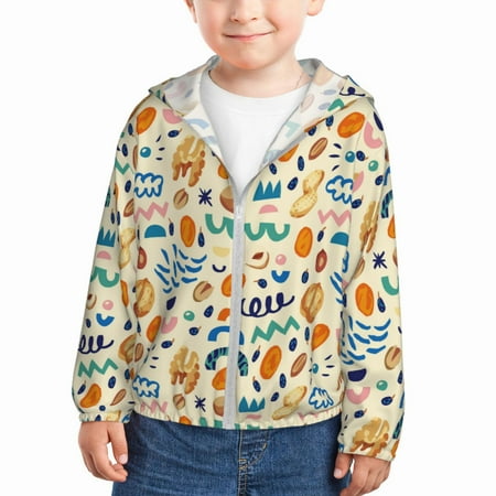 

Qekee Peanuts 8 Print UPF 50+ Kids Sun-Protective Hooded Long Sleeve Rash Guard for Fishing Water Beach Sports -3 Years