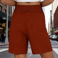 thumbnail image 6 of Tennis Skirts for Women with Shorts Linen Shorts Women Elastic Smocked Waist Patch Pocket Breathable Summer Casual Bottoms Red M, 6 of 6