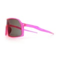 thumbnail image 6 of Boys Kids Size Color Mirror Large Shield Sport MTB Plastic Sunglasses Pink - Purple Mirror, 6 of 8