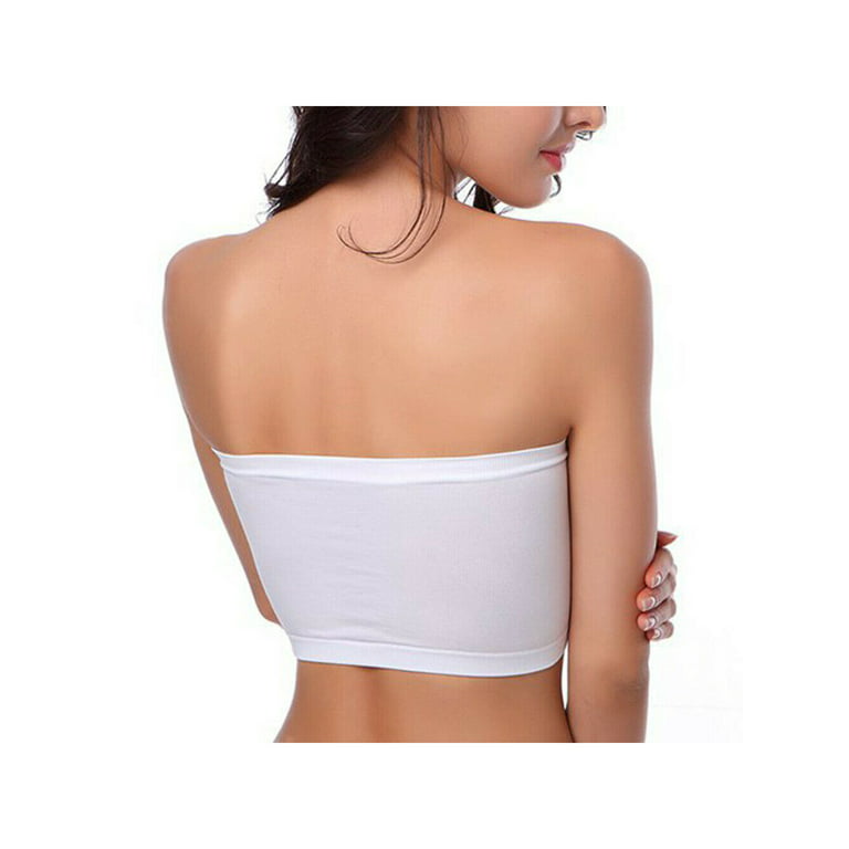 Women's Strapless Boob Tube Bandeau Crop Top Stretch Bra Removable Padded  Top Stretchy Seamless Bandeau Tube Tops