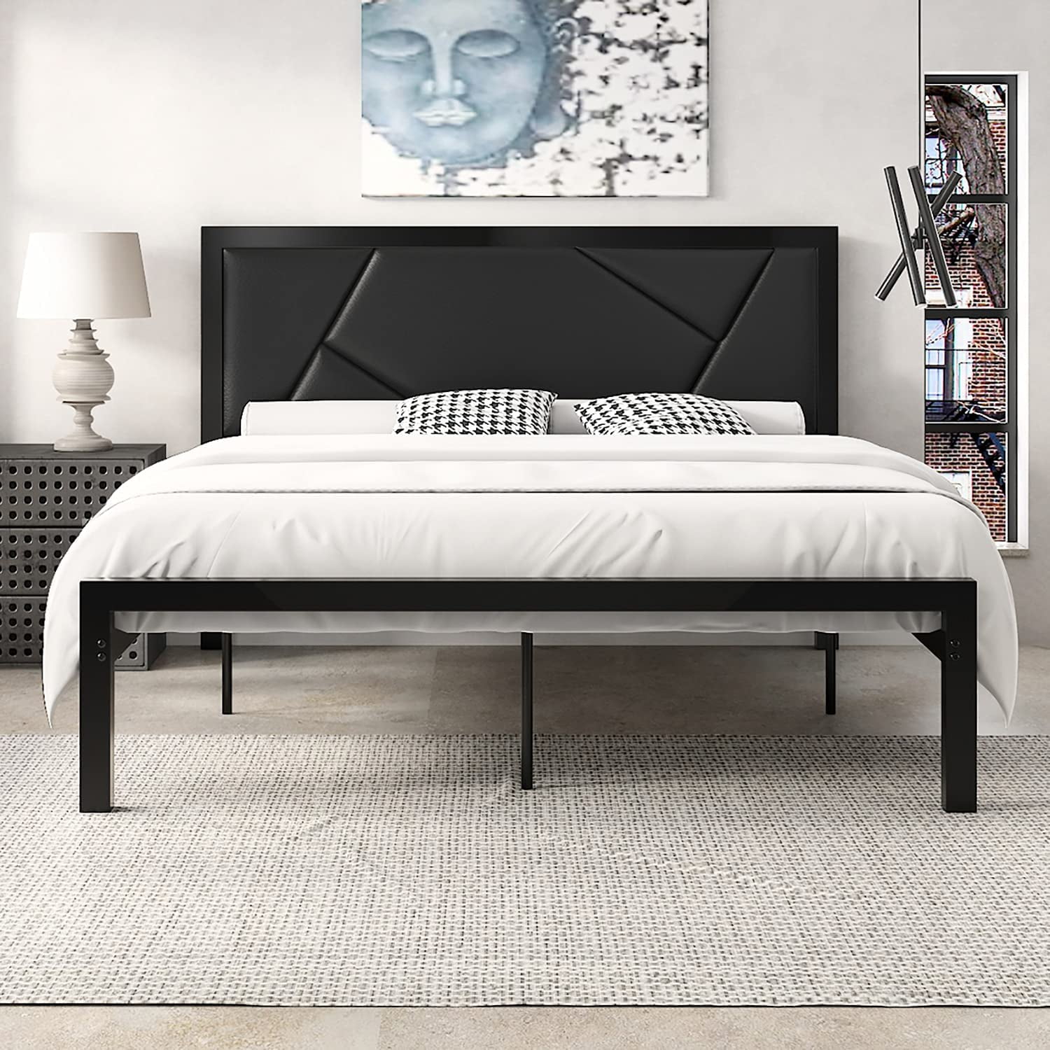 metal queen bed frame with headboard