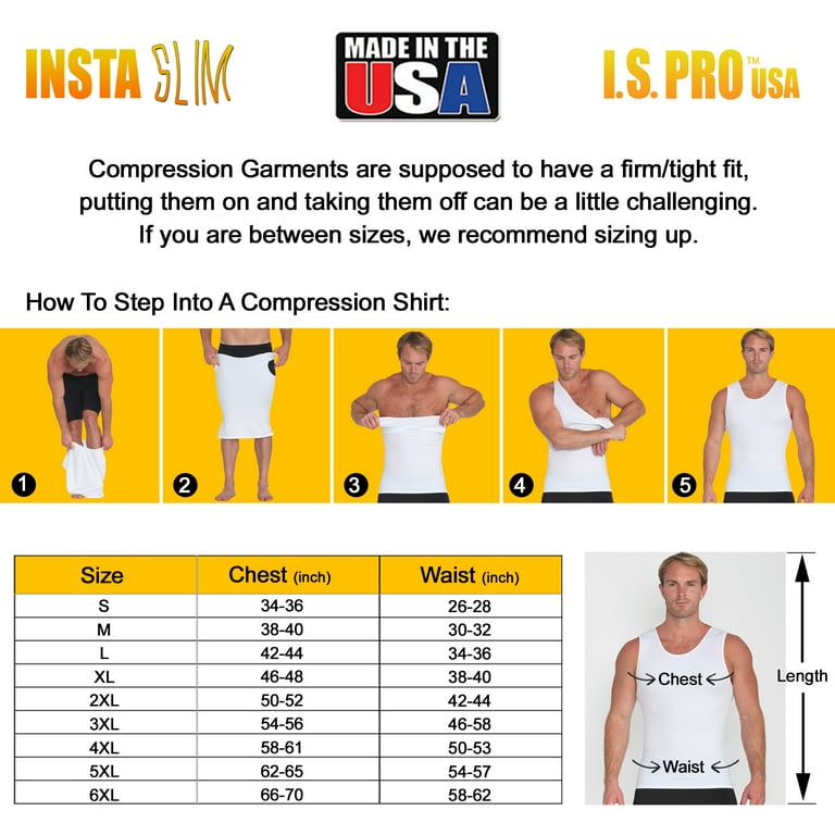 Insta Slim -Made in USA- Compression Tank-Top Shapewear for Men. Tummy  Control Slimming Body-Shaper for Belly & Back Support 
