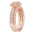 thumbnail image 3 of Everly Women's Created Sapphire Created Morganite Rose Gold Plated Bridal Set, 3 of 8
