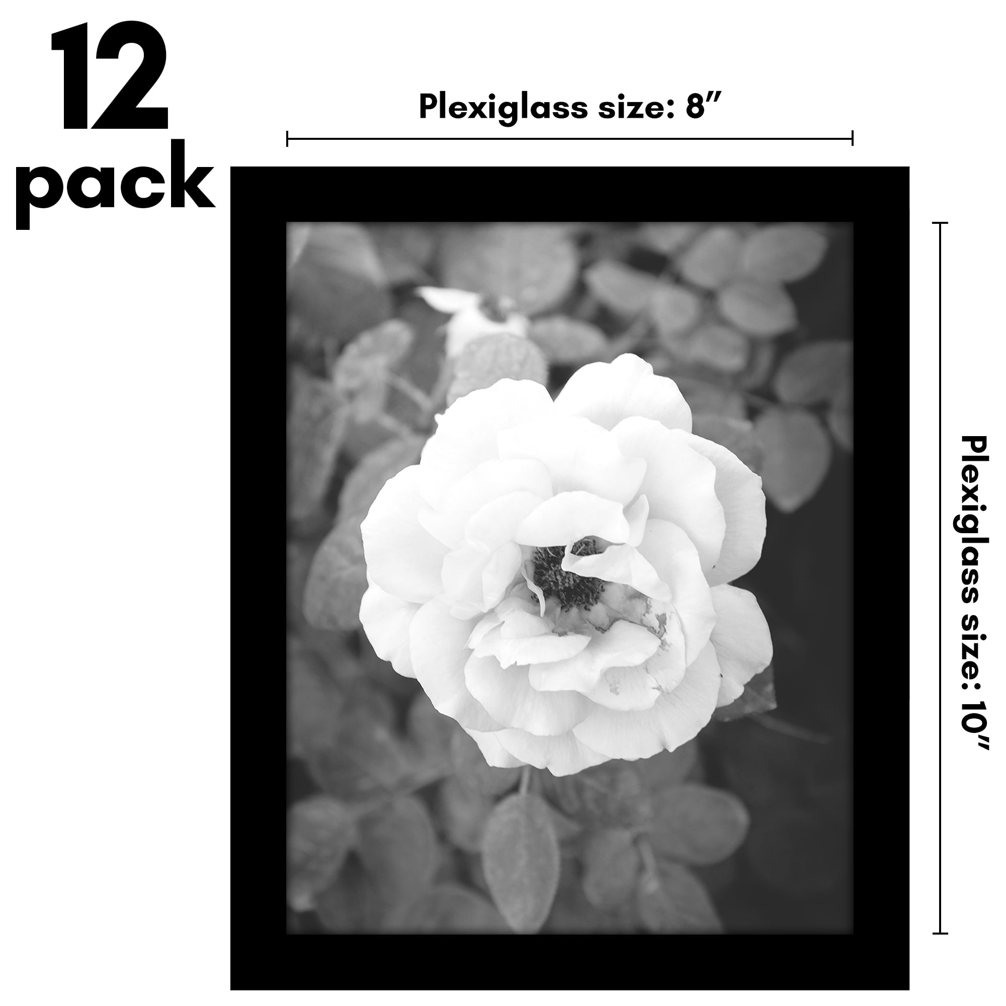 Americanflat 8x10 Picture Frame with Polished Plexiglass 12 Pack Signature Collection Frames Photo - Black