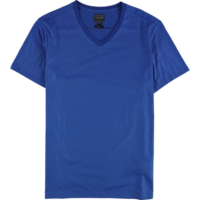 GUESS Mens Yoke V-Neck Basic T-Shirt, blue, 2XL
