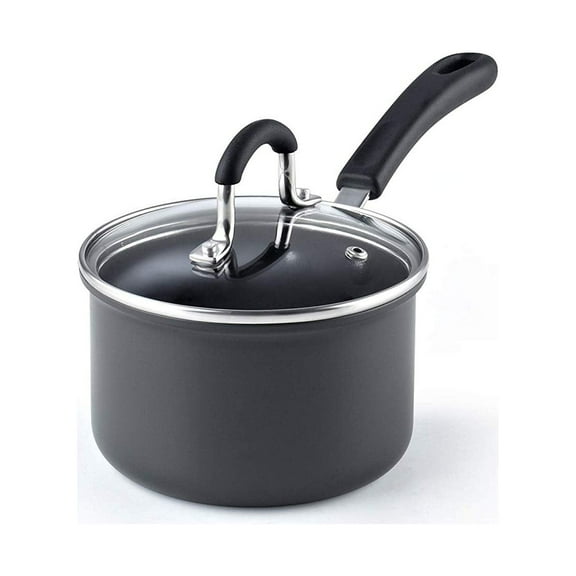 Cook N Home Professional Hard Anodized Nonstick 1.5-Quart Saucepan with Lid Stay-Cool Handles , Black
