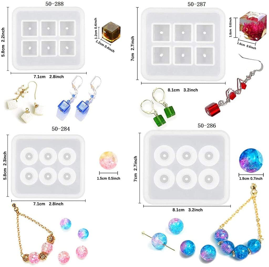 12 Pcs/Set DIY Crystal Epoxy Resin Mold Bracelet Necklace Beaded Silicone Mould Resin Casting,DIY Jewelry Holder,Home Decoration