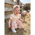thumbnail image 3 of BemeyourBBs Western Baby Girl Summer Clothes Infant Baby Girl Cowgirl Outfit Newborn Coming Home Outfits Boots Flower Bow Short Sleeve Romper Flared Pants Headband Set, 3 of 9